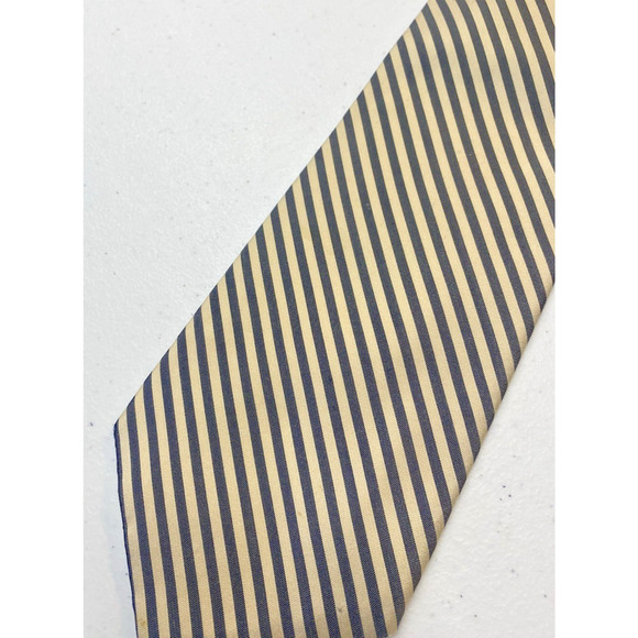 Coach Tie Necktie Mens Italian Silk Gray Cream Beige Diagonal Repp Stripe Preppy - Picture 3 of 11